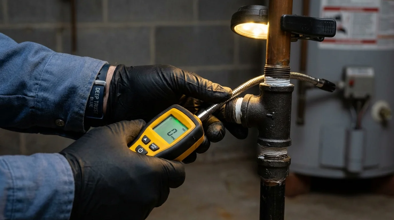 Gas leak detection with electronic sniffer by Johns Plumbing LLC in Waupun