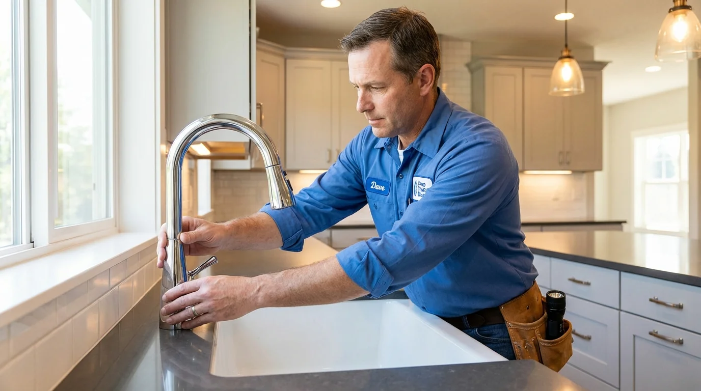 Kitchen faucet installation by Johns Plumbing LLC in Waupun